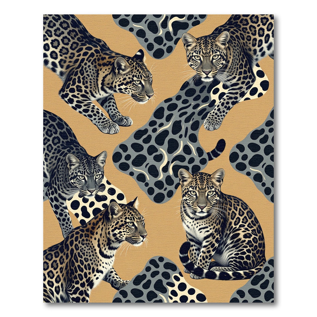 Elegant Leopard Spotted Animal Gold Rug