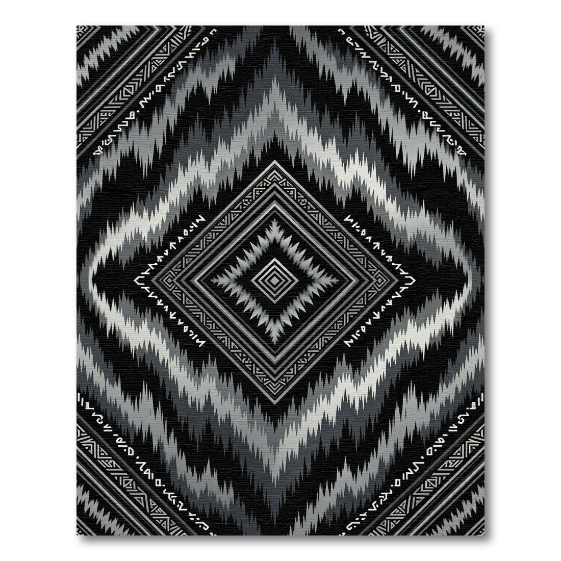 Monochrome Diamond Tribal Stripes Rug