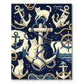 Nautical Cats Anchors Maritime Whimsy Rug