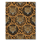 Golden Leopard Face Animal Spot Illustration Rug