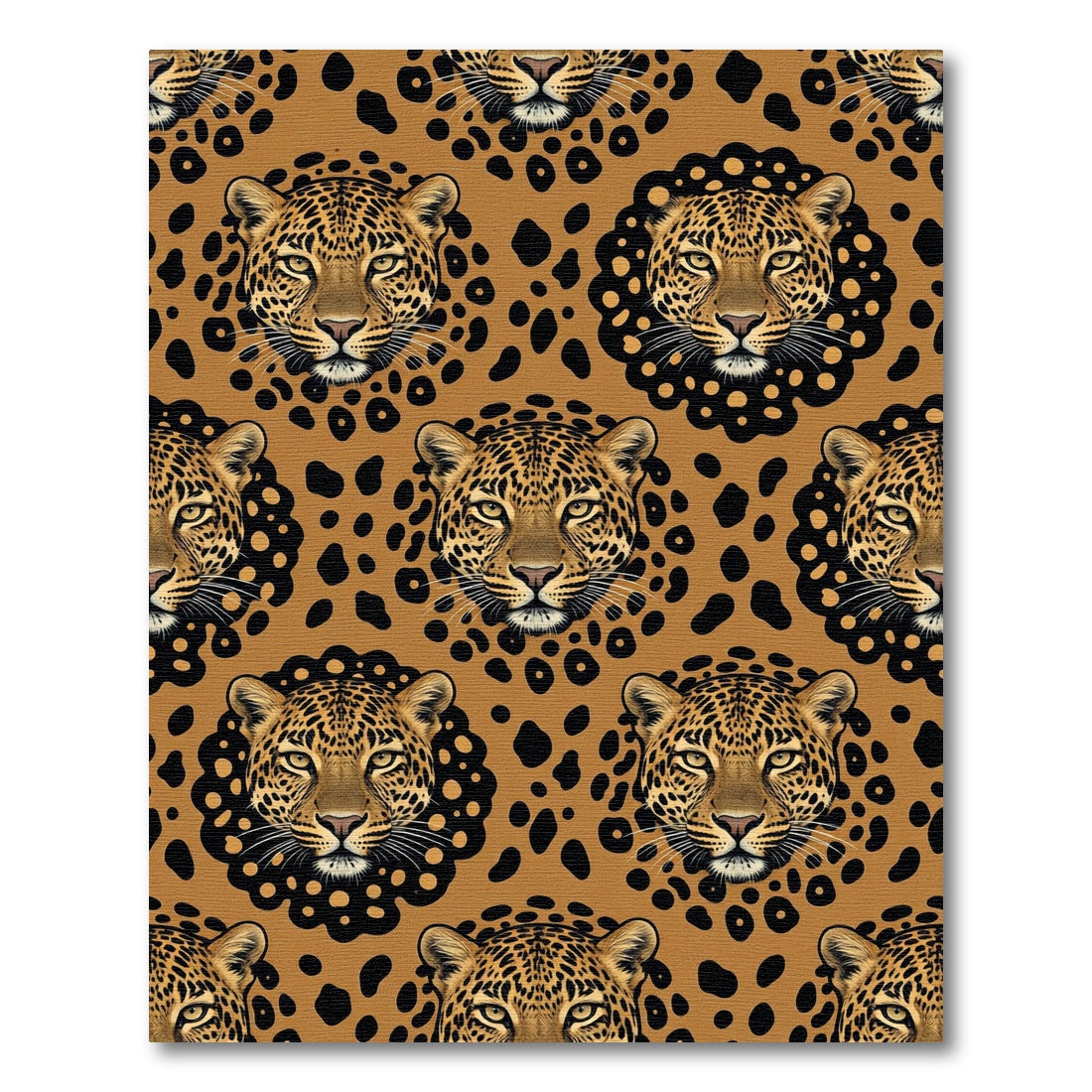 Golden Leopard Face Animal Spot Illustration Rug