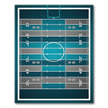 Teal and Gray Athletic Grid Field Rug