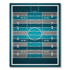 Teal and Gray Athletic Grid Field Rug
