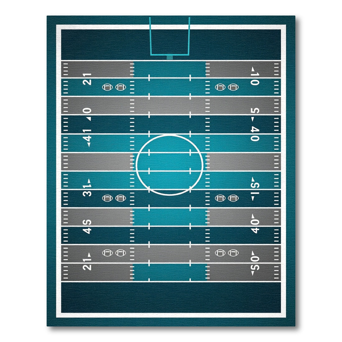 Teal and Gray Athletic Grid Field Rug
