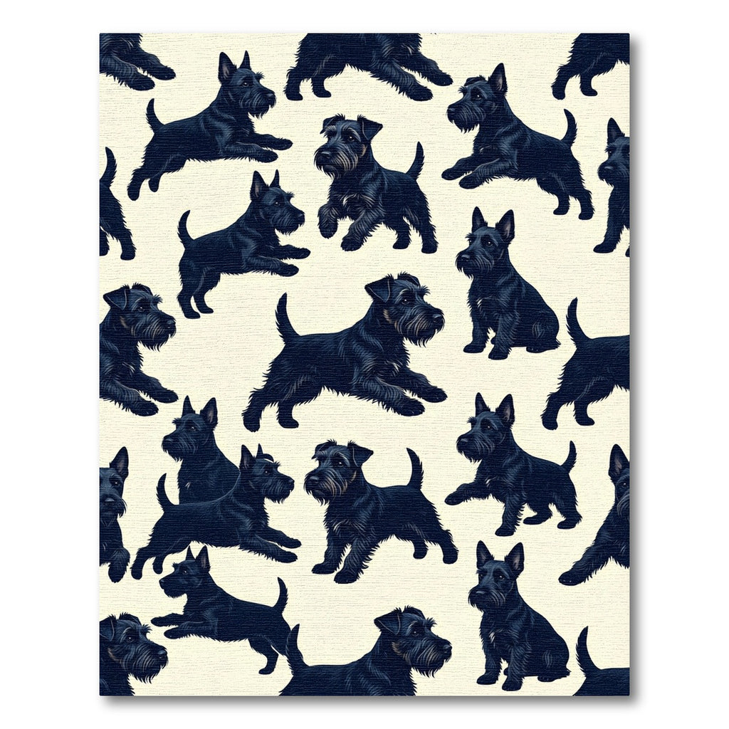 Playful Black Scottish Terrier Sketch Rug