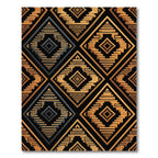 Gold and Charcoal Geometric Aztec Diamond Rug