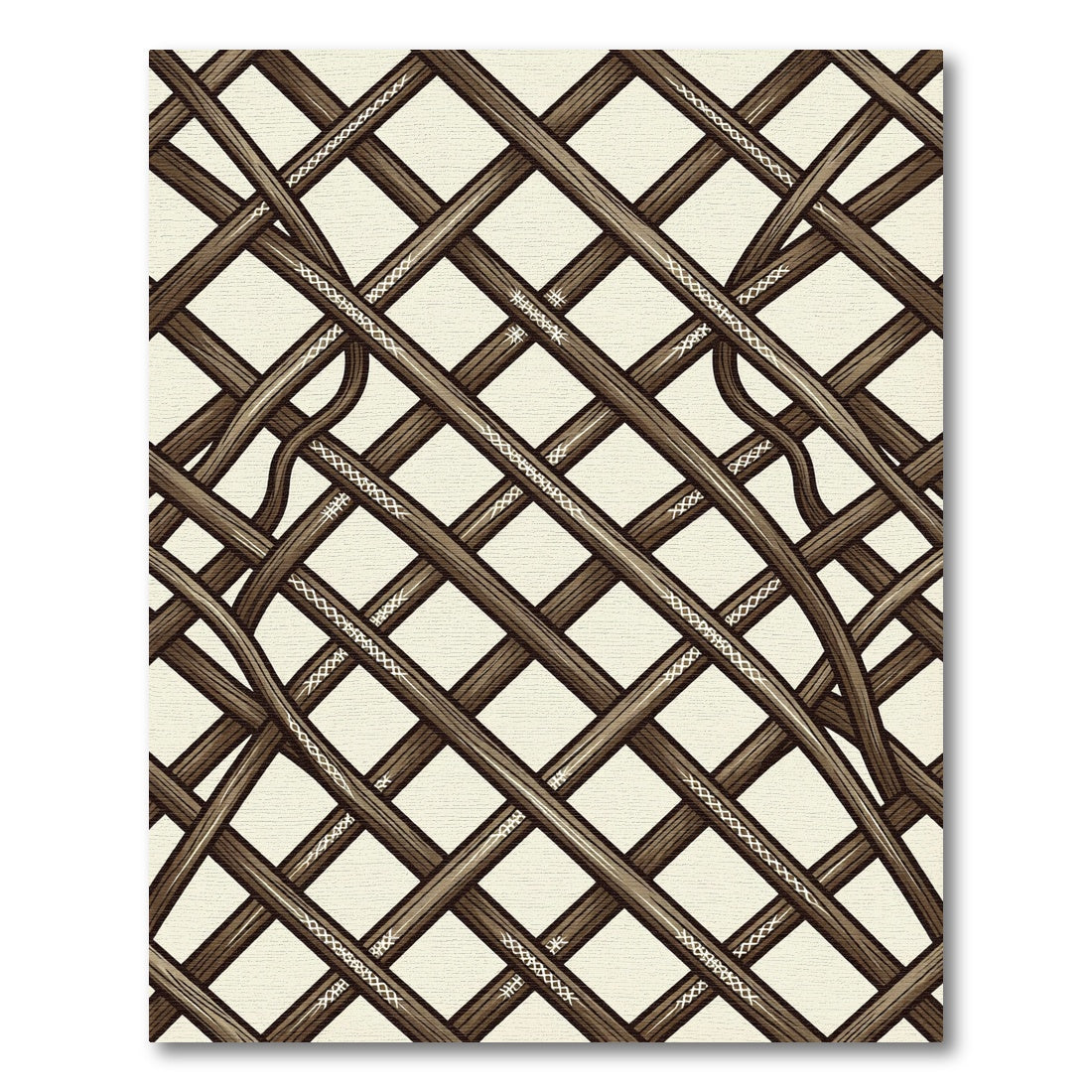 Brown Woven Lattice Intertwined Geometric Rug