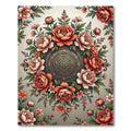 Ornate Floral Medallion with Coral Peonies Rug