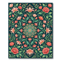 Floral Medallion Rose Garden Teal Area Rug