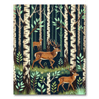 Enchanted Forest Deer Birch Woodland Rug