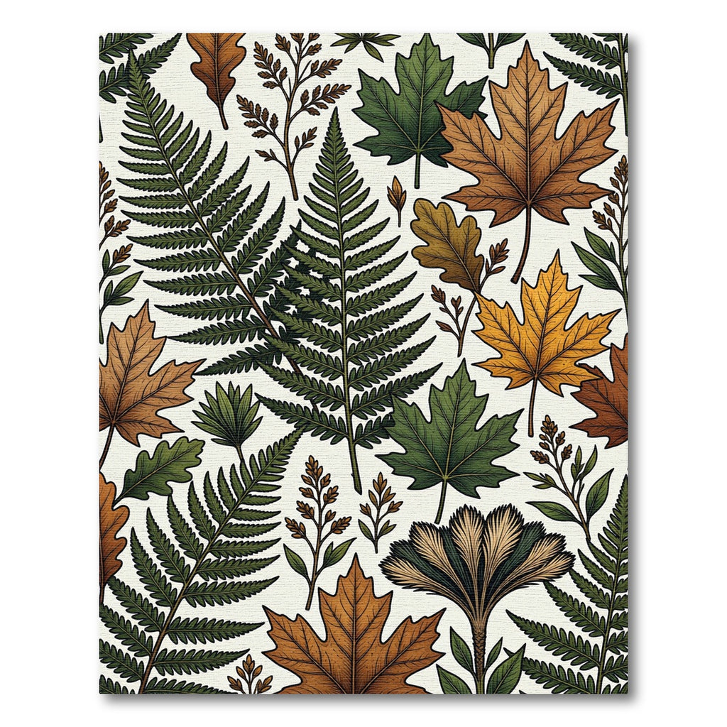 Autumn Forest Fern and Maple Leaf Rug