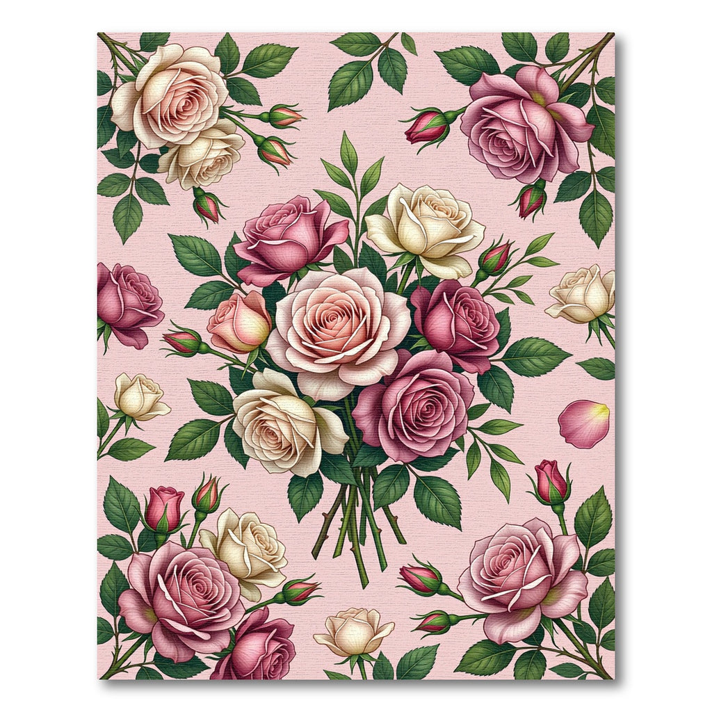 Pink Cream Rose Garden Bouquet Rug