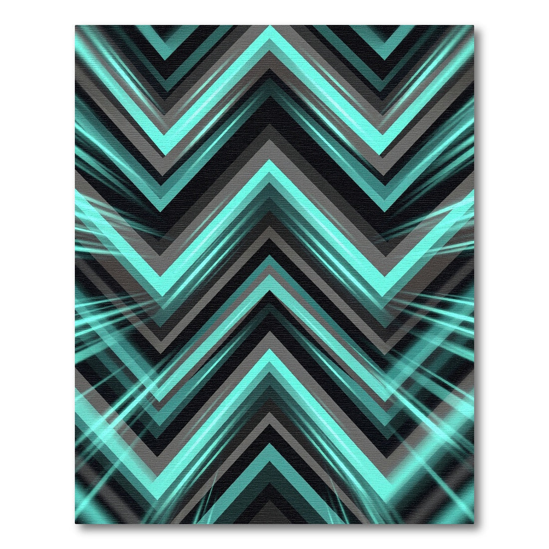 Modern Teal Iridescent Chevron Geometric Rug