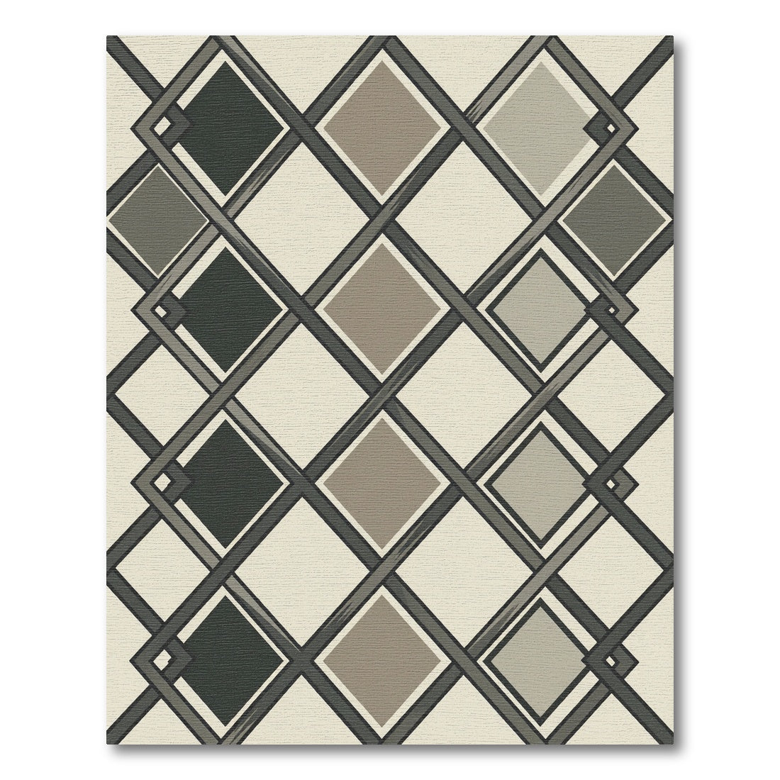 Sophisticated Gray Geometric Intersecting Diamond Rug