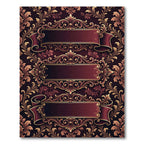 Ornate Crimson Gold Scrollwork Rug
