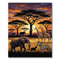 Sunset Savannah Wildlife Landscape Scene Rug