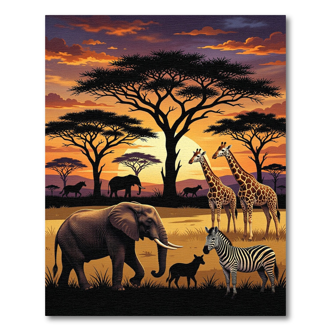 Sunset Savannah Wildlife Landscape Scene Rug
