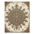 Ornate Tan Scrollwork Mandala Rug