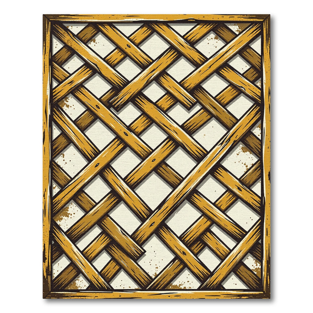 Rustic Woven Bamboo Lattice Pattern Rug