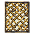 Rustic Woven Bamboo Lattice Pattern Rug