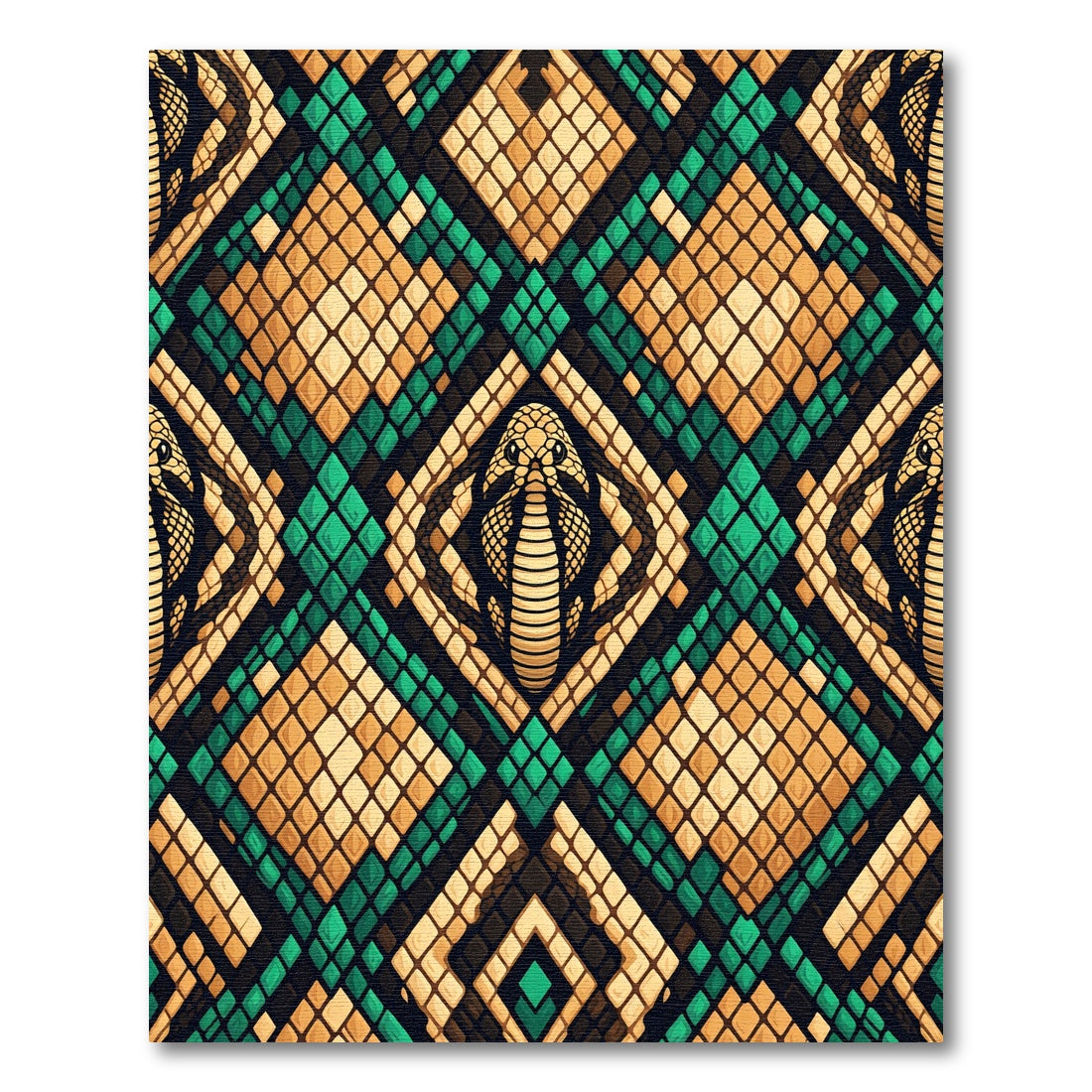 Emerald Gold Cobra Diamond Reptile Rug