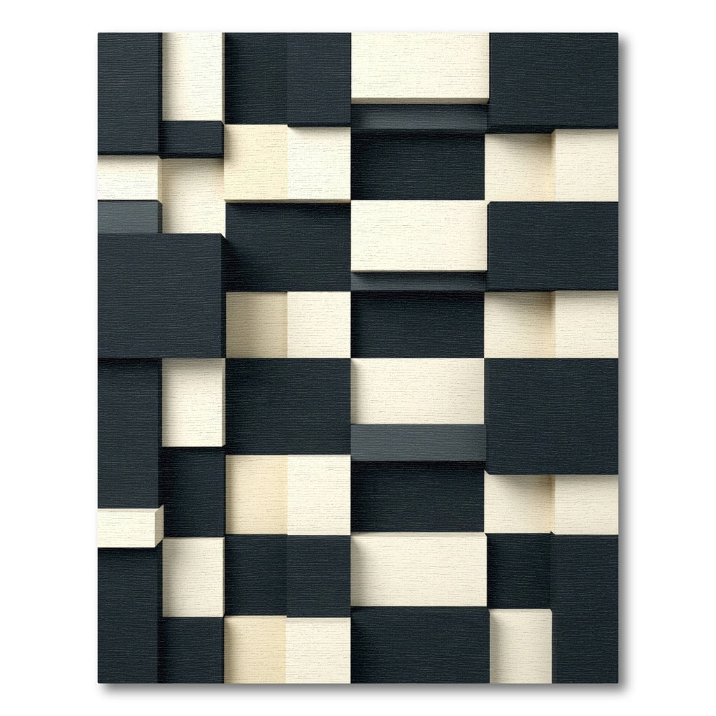 Dark Ivory Geometric Block Surface Rug