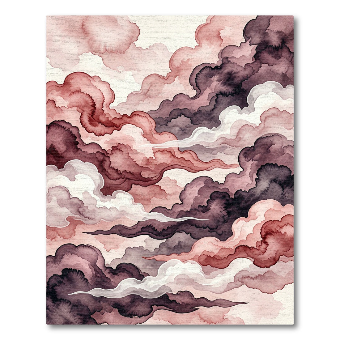 Earthy Rose Cloudscape Watercolor Rug