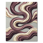 Abstract Wavy Plum and Cream Swirls Rug