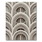 Elegant Neutral Arched Architectural Relief Rug