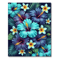 Lush Tropical Hibiscus and Plumeria Bloom Rug