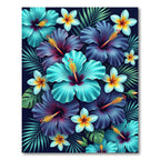 Lush Tropical Hibiscus and Plumeria Bloom Rug
