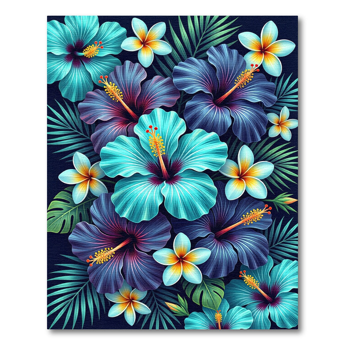 Lush Tropical Hibiscus and Plumeria Bloom Rug