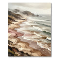 Misty Coastal Shoreline Watercolor Landscape Rug