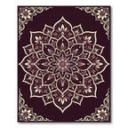 Deep Plum Floral Mandala Rug
