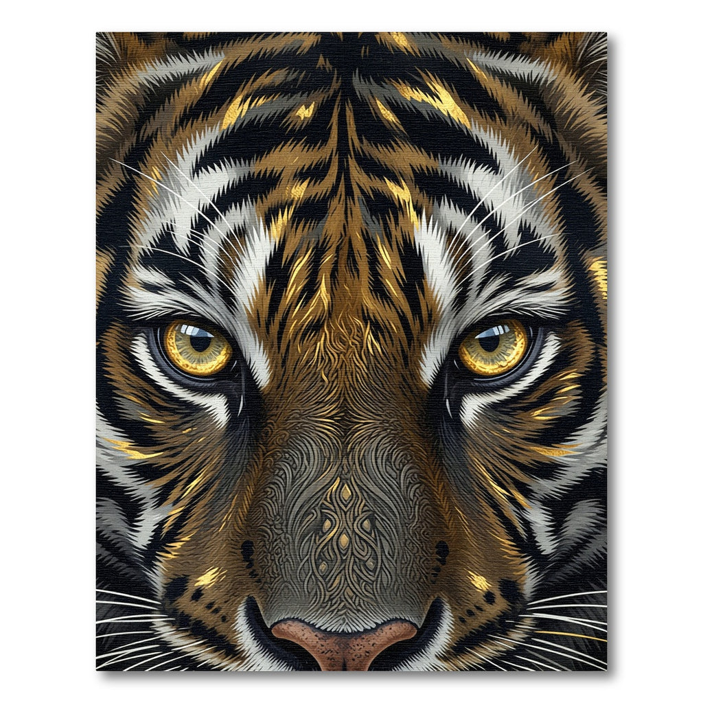 Symmetrical Golden Tiger Eye Portrait Rug