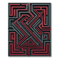 Modern Crimson and Charcoal Geometric Labyrinth Rug