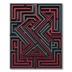 Modern Crimson and Charcoal Geometric Labyrinth Rug