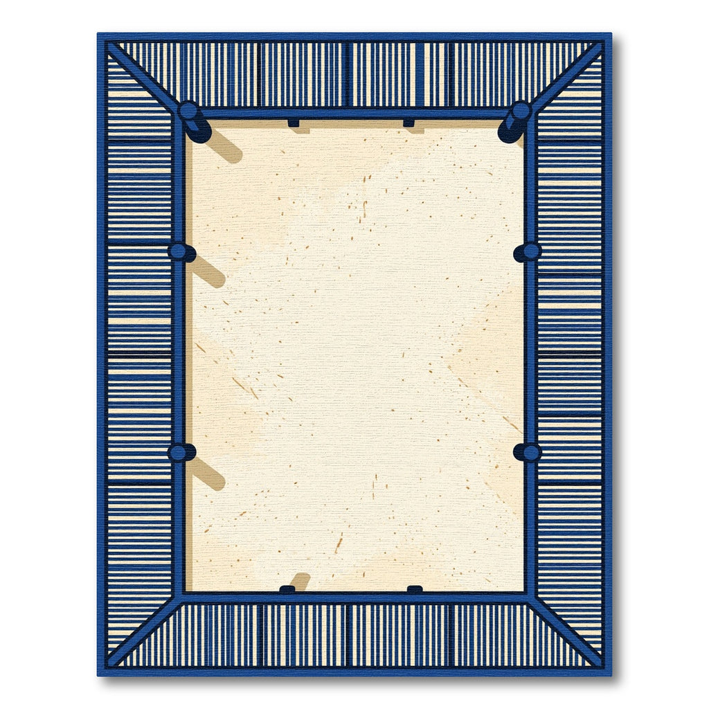 Minimalist Navy Linear Border Frame Rug