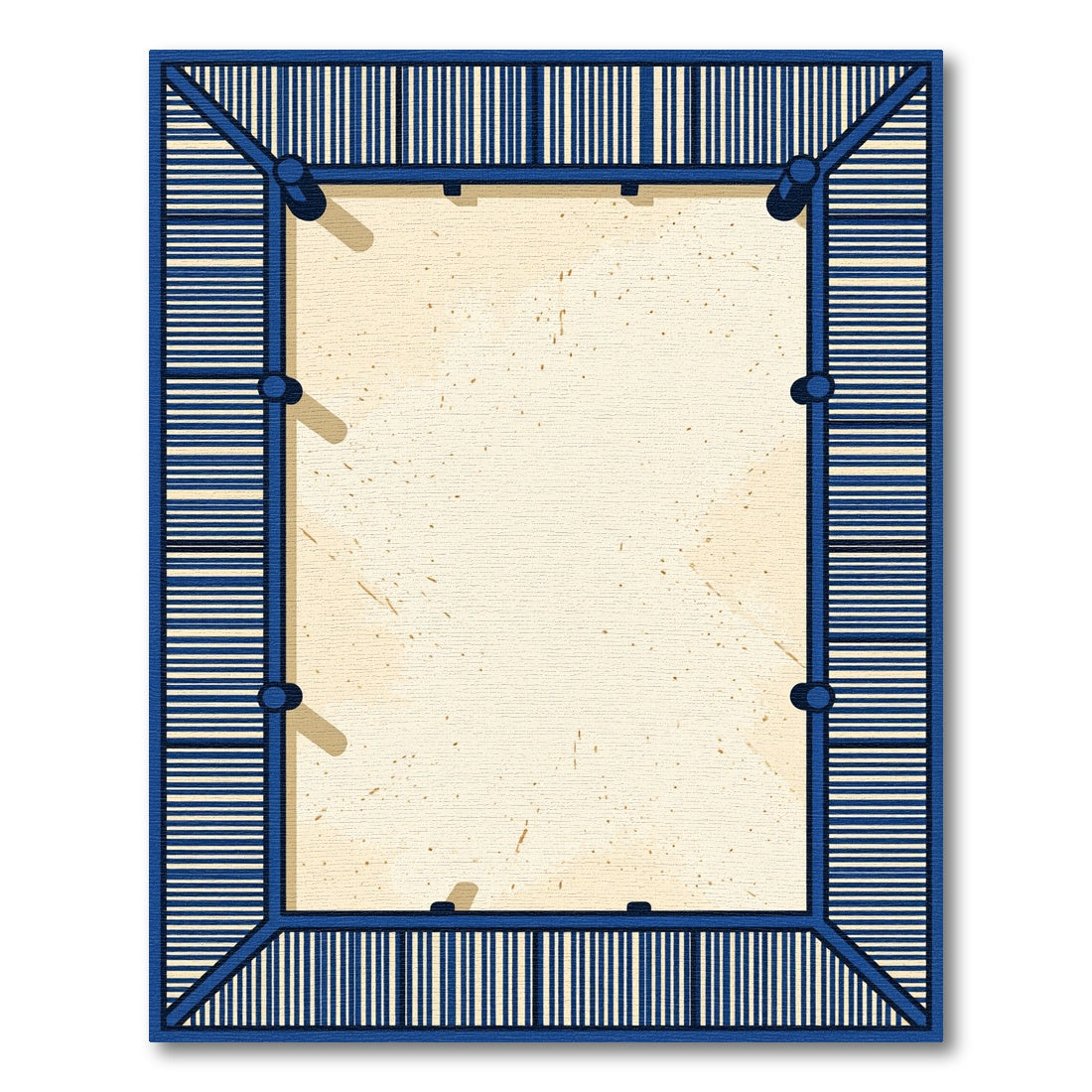 Minimalist Navy Linear Border Frame Rug