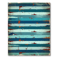 Coastal Blue Striped Splatter Rug