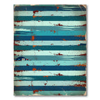 Coastal Blue Striped Splatter Rug