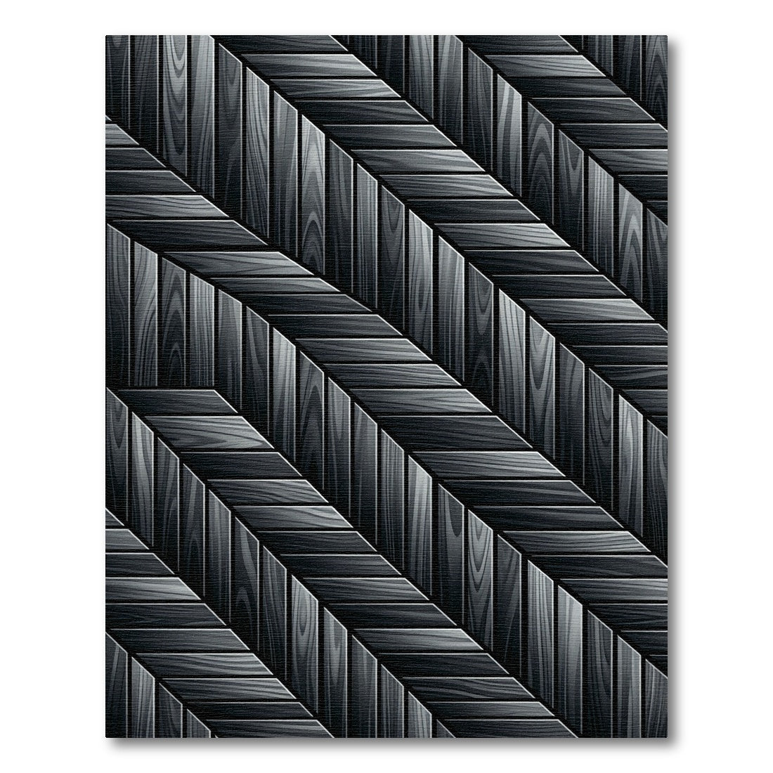 Modern Monochrome Herringbone Wood Grain Rug