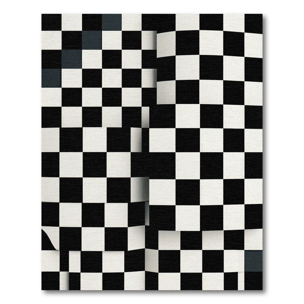Sharp Black White Checkered Optical Illusion Rug