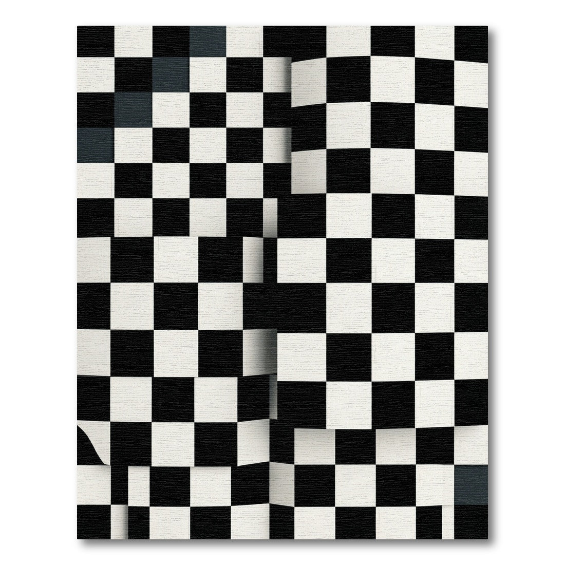 Sharp Black White Checkered Optical Illusion Rug