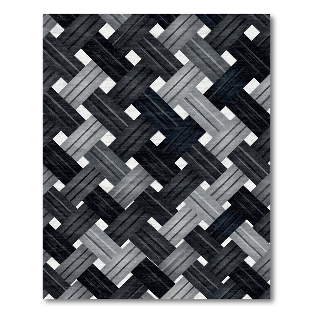 Monochrome Interwoven Charcoal Diagonal Grid Rug