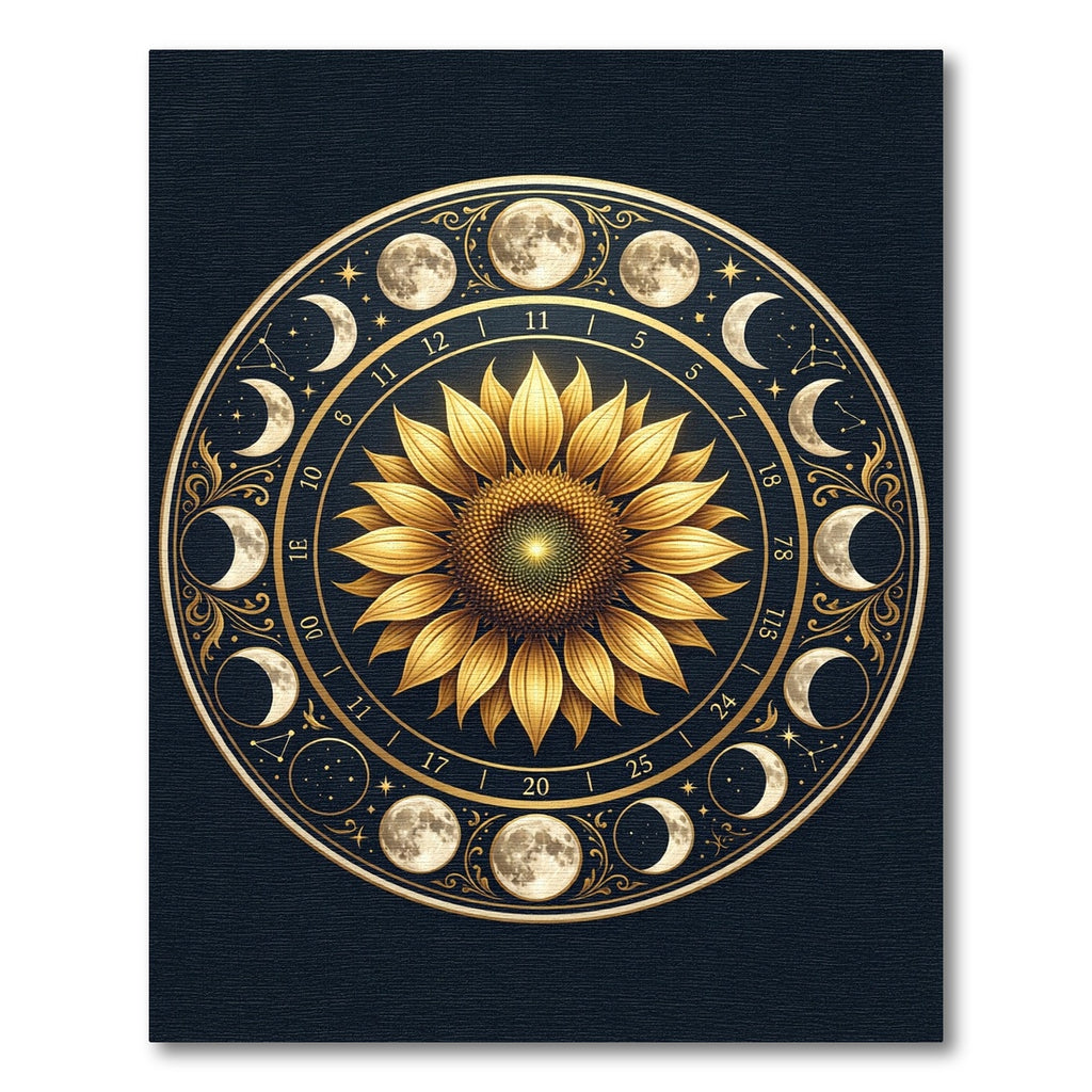 Celestial Sun and Moon Lunar Calendar Rug