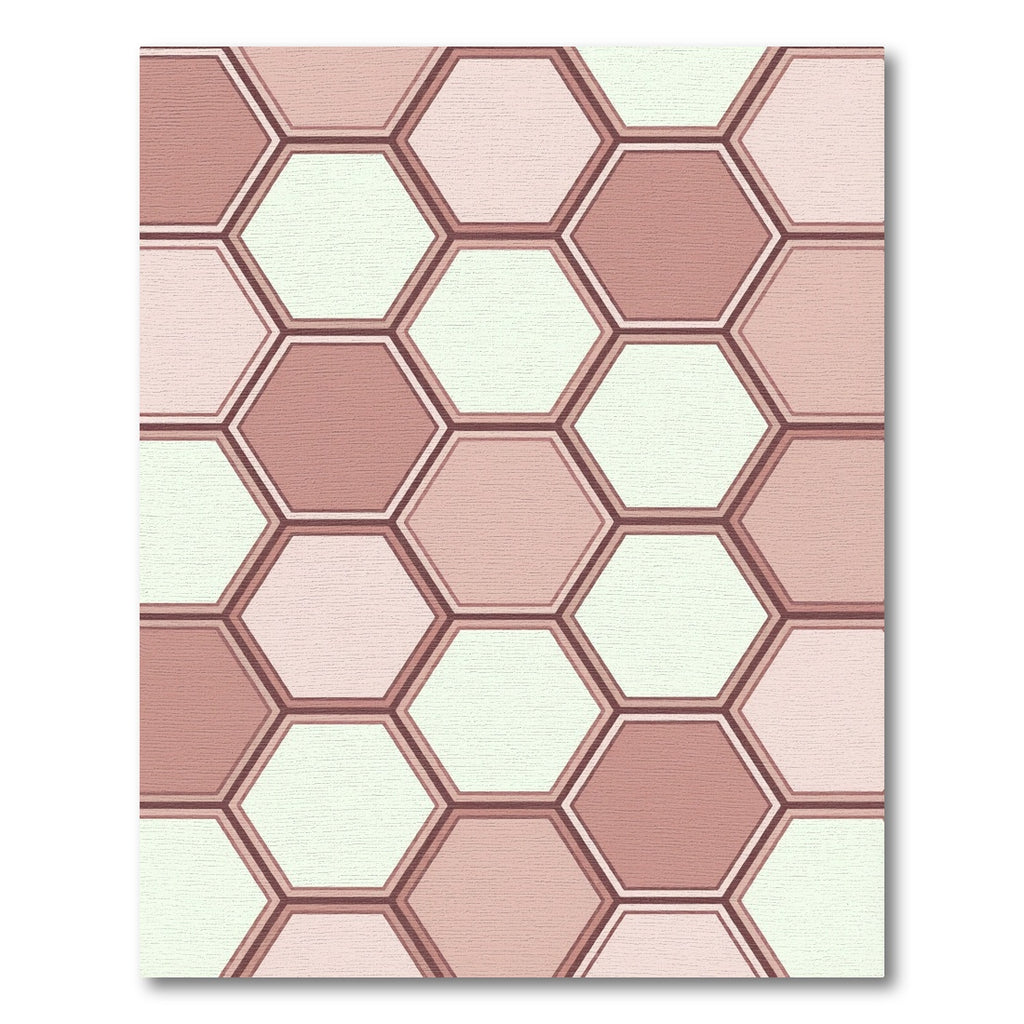 Rose Gold Hexagon Geometric Overlay Rug