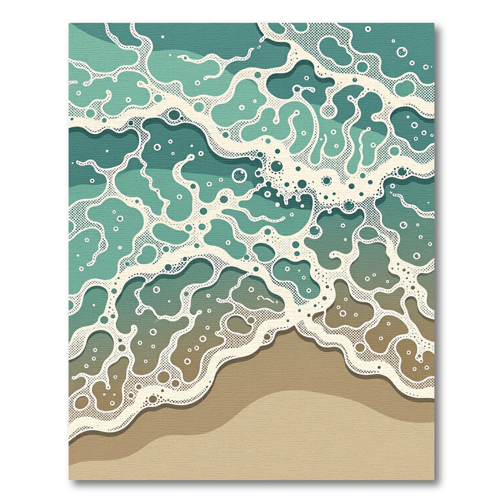 Abstract Teal Oceanic Wave Foam Rug