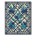 Blue Floral Lattice Botanical Rug