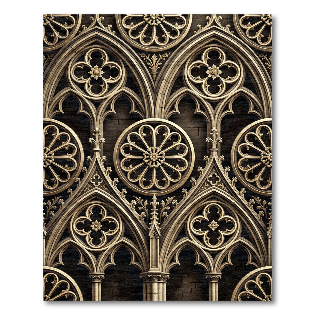 Gothic Gold Quatrefoil Rose Window Rug